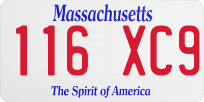 MA license plate 116XC9
