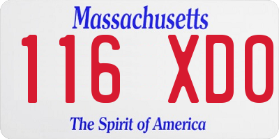 MA license plate 116XD0