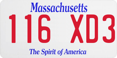 MA license plate 116XD3