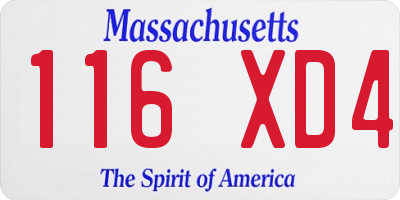 MA license plate 116XD4