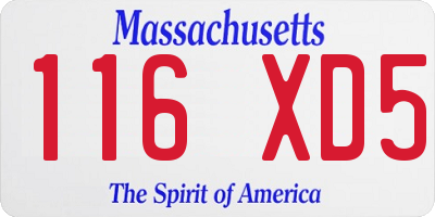 MA license plate 116XD5