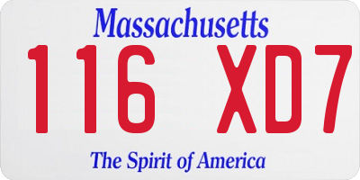 MA license plate 116XD7