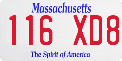 MA license plate 116XD8