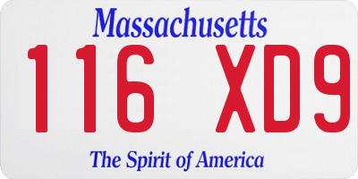 MA license plate 116XD9