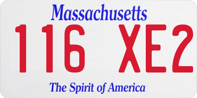 MA license plate 116XE2