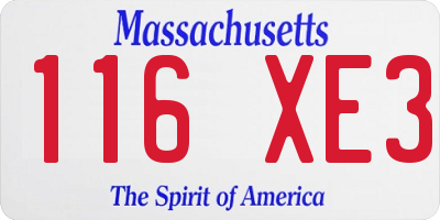 MA license plate 116XE3