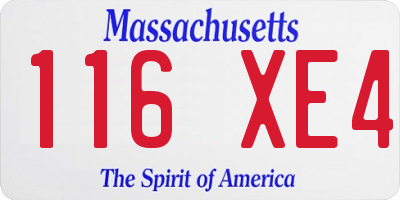 MA license plate 116XE4