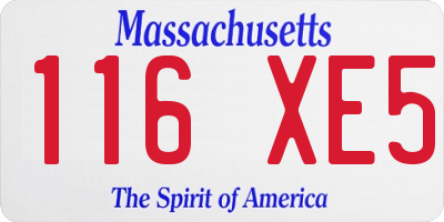 MA license plate 116XE5