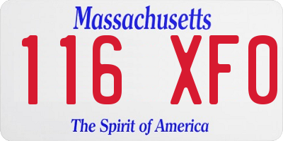 MA license plate 116XF0