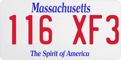 MA license plate 116XF3