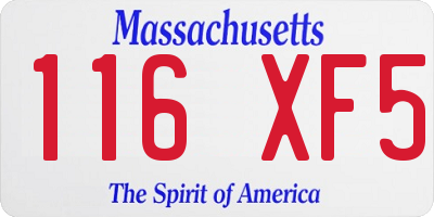 MA license plate 116XF5