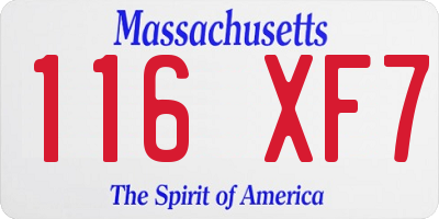 MA license plate 116XF7