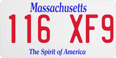MA license plate 116XF9