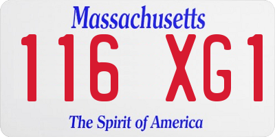MA license plate 116XG1