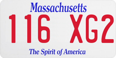 MA license plate 116XG2