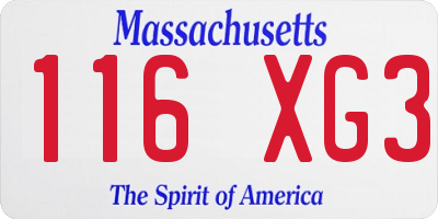 MA license plate 116XG3