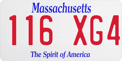 MA license plate 116XG4