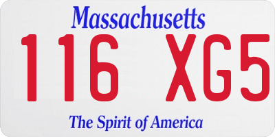 MA license plate 116XG5