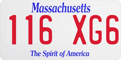 MA license plate 116XG6