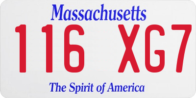 MA license plate 116XG7