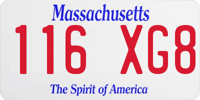 MA license plate 116XG8