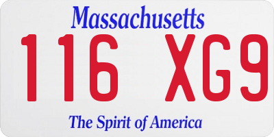 MA license plate 116XG9