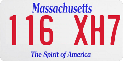 MA license plate 116XH7