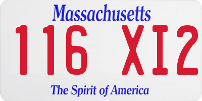 MA license plate 116XI2