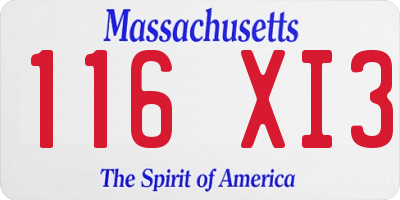 MA license plate 116XI3