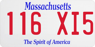MA license plate 116XI5