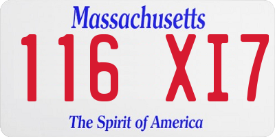 MA license plate 116XI7