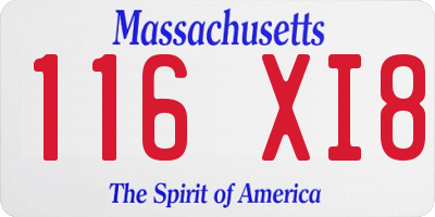 MA license plate 116XI8