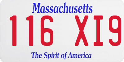 MA license plate 116XI9