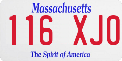 MA license plate 116XJ0