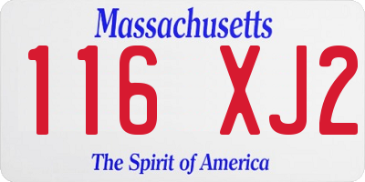 MA license plate 116XJ2