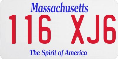 MA license plate 116XJ6