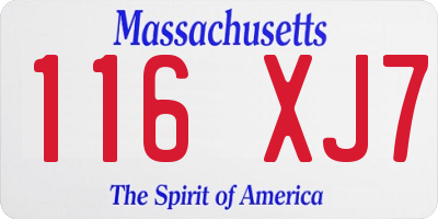 MA license plate 116XJ7