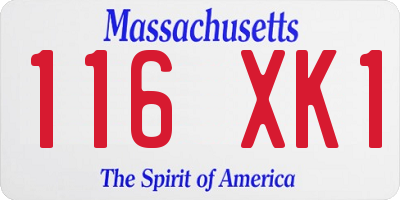 MA license plate 116XK1