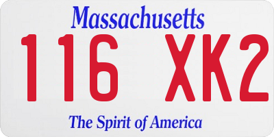 MA license plate 116XK2