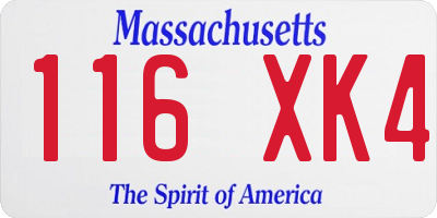 MA license plate 116XK4