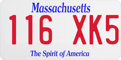 MA license plate 116XK5