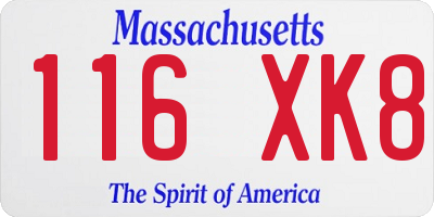 MA license plate 116XK8