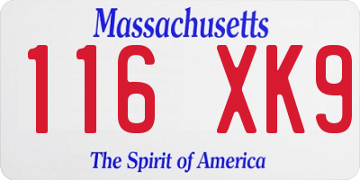 MA license plate 116XK9