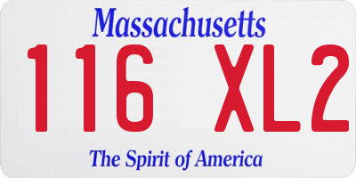 MA license plate 116XL2