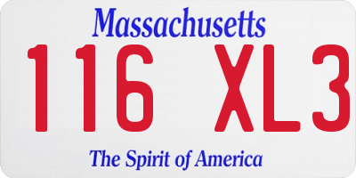 MA license plate 116XL3