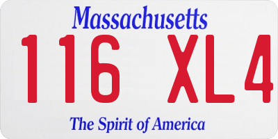 MA license plate 116XL4