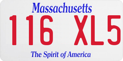 MA license plate 116XL5