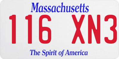 MA license plate 116XN3