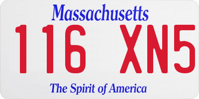 MA license plate 116XN5