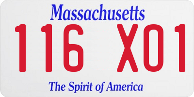 MA license plate 116XO1